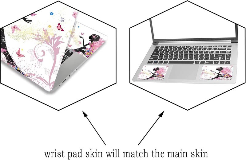 ARTSO 15.6 inch Laptop Notebook Skin Sticker Universal Soft Art Cover Decal Fits 12 13 13.3 14 15 15.4 15.6 inch Laptop Protector,Easy to Apply, Reusable, Pink Butterfly Girl - Image 5
